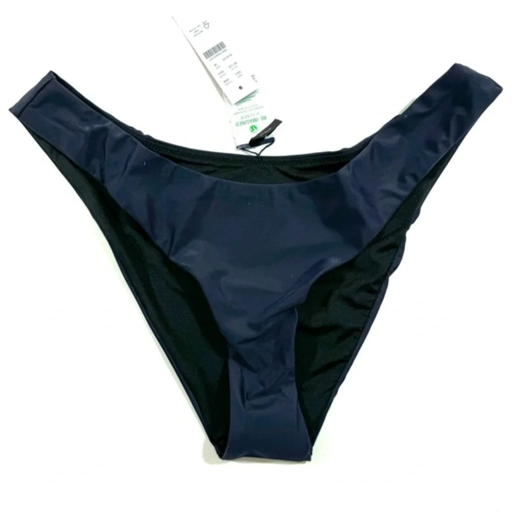 New J Crew BC125 Curved Waist Cheeky Bikini Bottom Navy Blue
